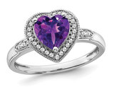 1.45 Carat (ctw) Amethyst Heart Ring in 14K White Gold with Diamonds